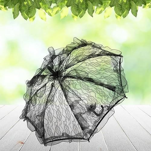 Miniatura 8 de Parasol, sombrilla de tela de encaje, sombrilla negra, sombrilla de boda, decoración artesanal para bodas, fiestas, fotos, regalos, bailes,