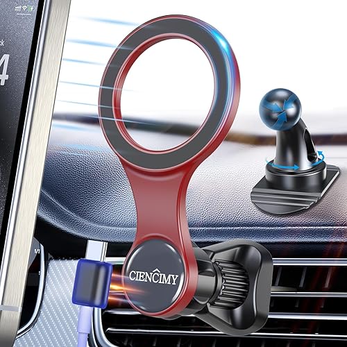 Magsafe - Soporte de coche compatible con clip magnético para cable, soporte de ventilación de aire con imán fuerte para iPhone 16, 15, 14, 13, 12