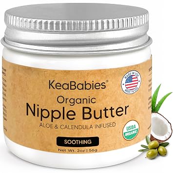 Organic Nipple Butter for Cracked, Sore, Relief - Nursing Nipple Cream Safe for Breastfeeding, 100% Natural Clean Breast Cream, Non Lanolin Balm, Mom Postpartum Breastfeeding Essentials,2oz Soothing