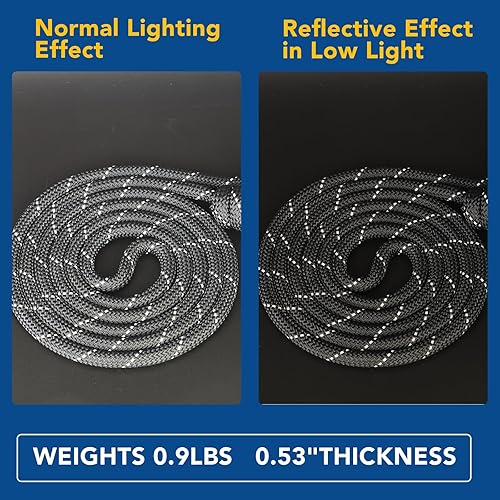 Miniatura 2 de Cuerda de saltar reflectante mejorada cuerda de entrenamiento ajustable de doble tejido de primera calidad para hombres y mujeres, poliéster