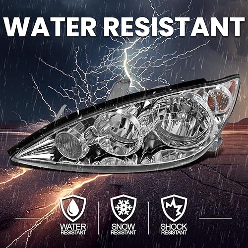 Miniatura 5 de Spec-D Tuning Faros delanteros cromados compatibles con Toyota Camry 2005-2006, conjunto de lámpara de luz frontal L+R