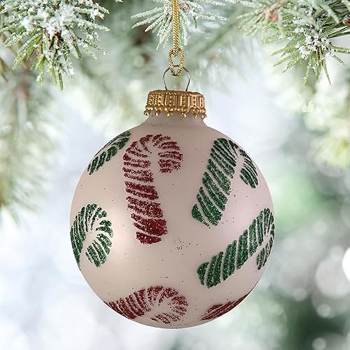 Miniatura 4 de Adornos de cristal para árbol de Navidad, 2.638 in2.63 pulgadas 4 piezas, bolas decoradas de Christmas By Krebs sin costuras para colgar (terciopelo
