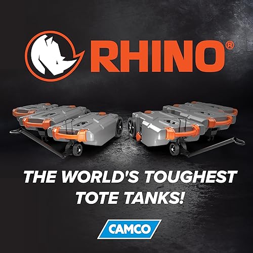 Miniatura 11 de Camco Rhino Tanque de basura portátil para vehículos recreativos de 28 galones con manguera y accesorios, duradero, sin fugas e inodoro (39004)