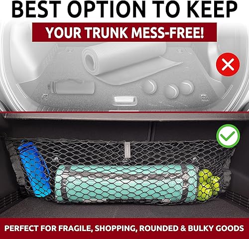 Miniatura 5 de Red de carga elástica para maletero estilo sobre para Hyundai Kona Hybrid 2018-2025  Organizadores de maletero premium y almacenamiento  Red de