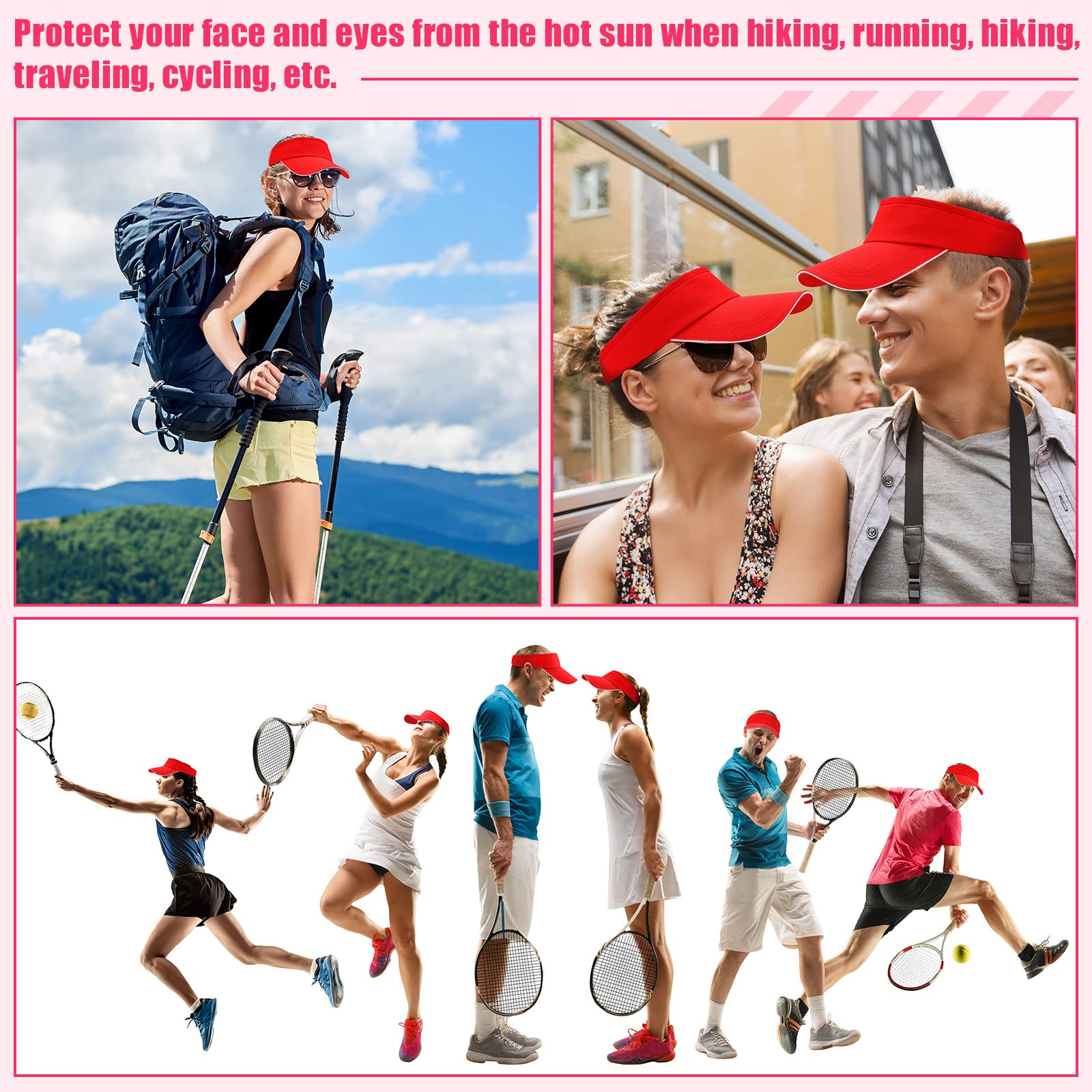 Bonuci 24 viseras a granel para mujer, sombrero de sol, viseras para hombre