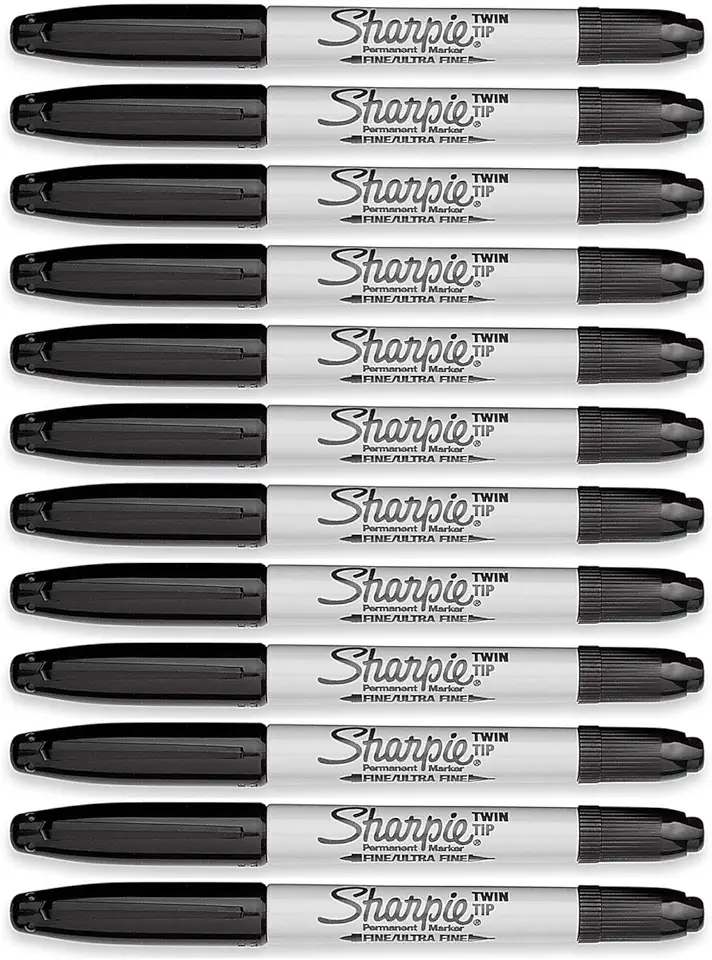 Sharpie Twin-Tip Permanent Markers, Ultra Fine and Fine Point, 12-Count (Black)