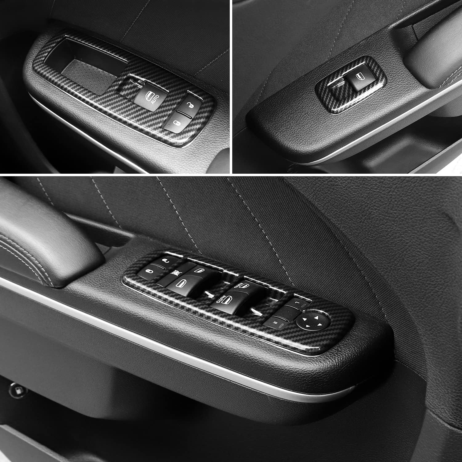for Dodge Charger Durango 2011-2025 for RAM 2010-2017 for Chrysler 300 2015-2023 Interior Accessories Window Lift Switch Cover Button Trim - Carbon Fiber
