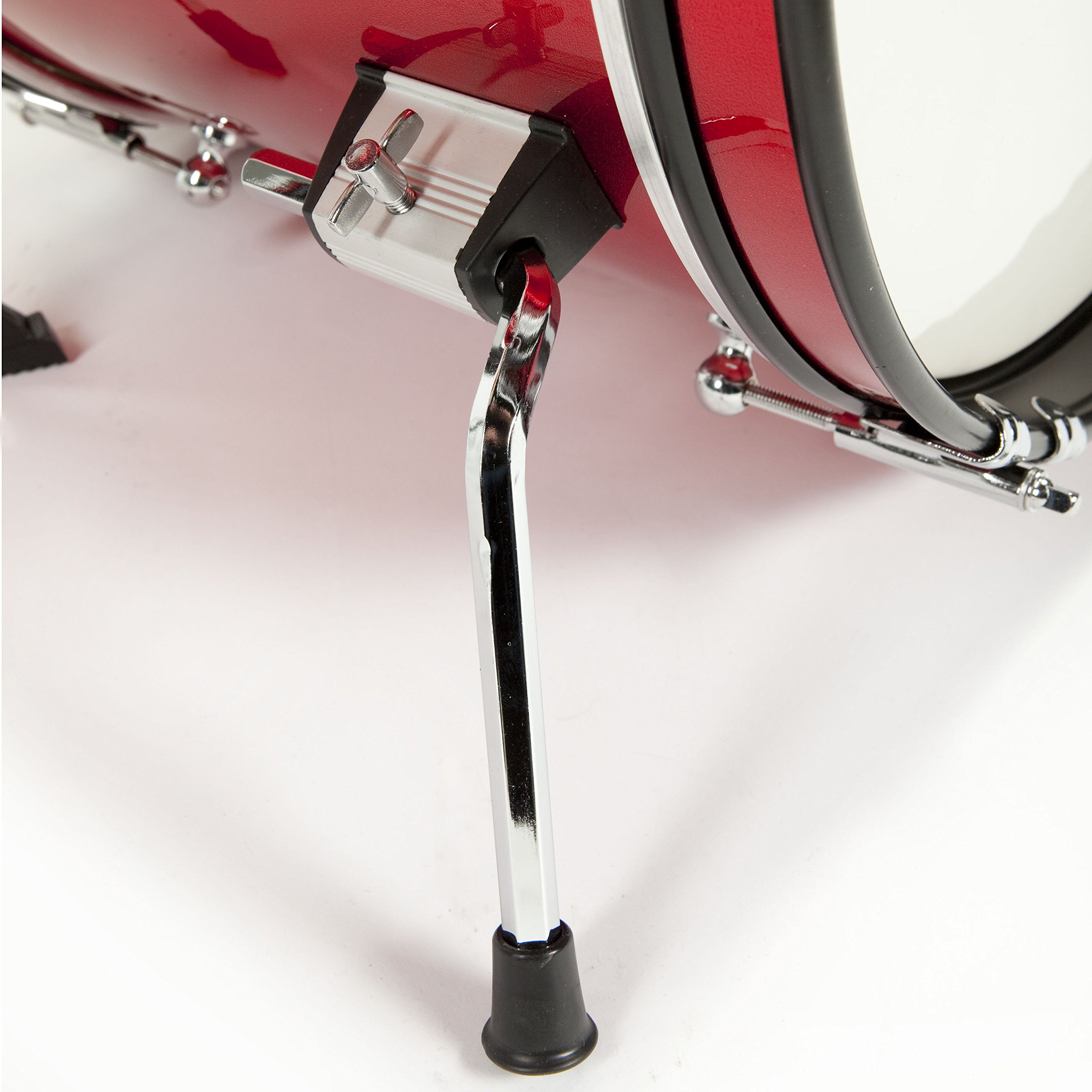 Fame 5 PC Drumset Red, Schlagzeug mit Bass Drum, Tom-Tom, Snare, Hardware und Hocker, inkl. Zubehör und Drumsticks