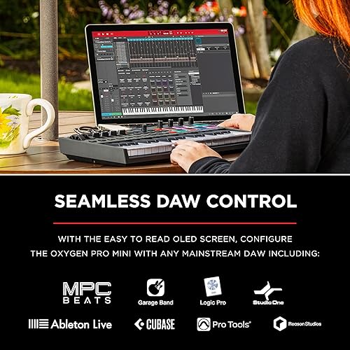 Miniatura 7 de M-Audio Oxygen Pro Mini - Controlador de teclado MIDI USB de 32 teclas con almohadillas de ritmo, botones asignables MIDI, botones y faders y