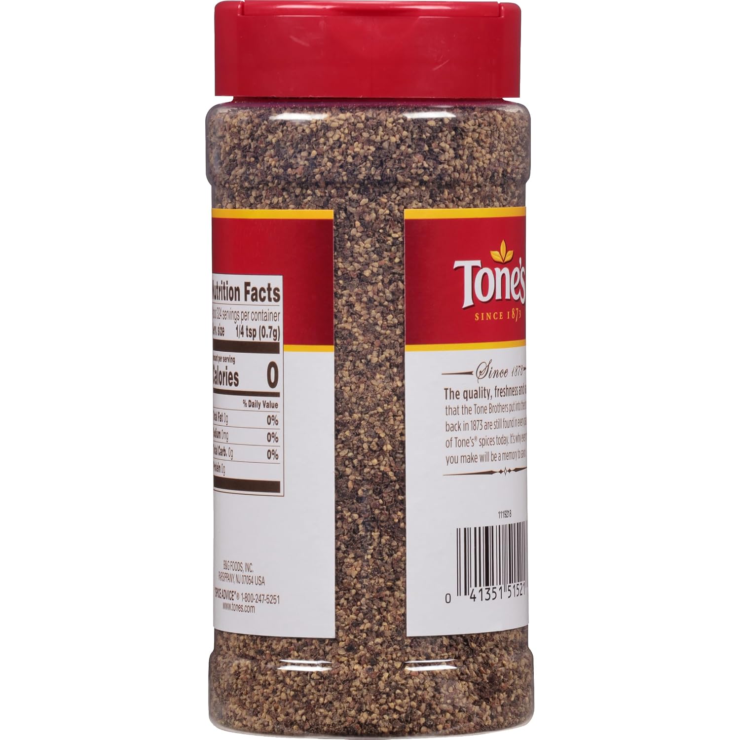 Tone's Restaurant Black Pepper, 8.00 Ounce (Pack of 6)