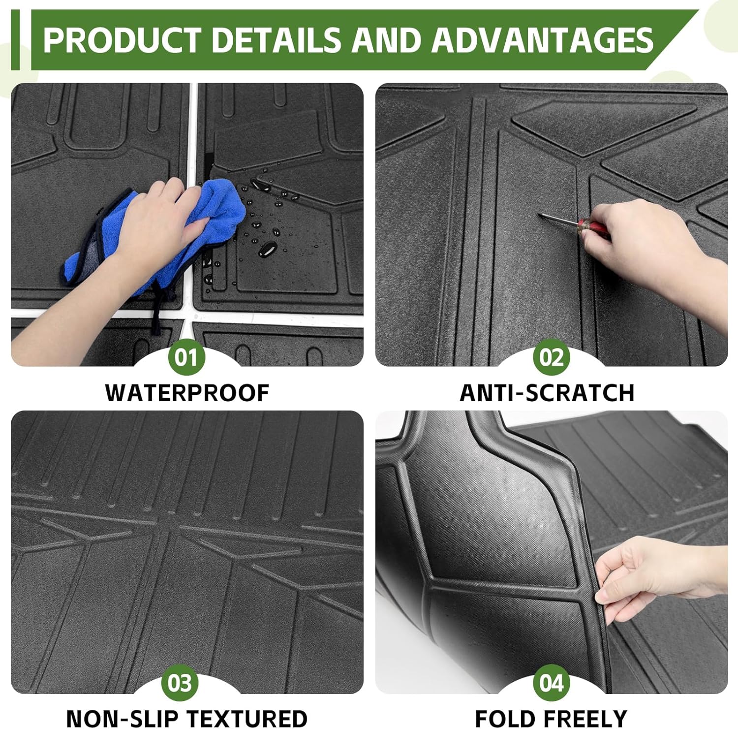 Cargo Liners for 2019-2024 Subaru Forester Without Subwoofer Trunk Mat with Seat Back Cover Accessories, All Weather Rear Cargo Mat Backrest Protector