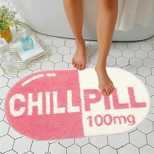 Miniatura 2 de LEVINIS Tapete de baño con pastillas, diseño de píldoras, antideslizante, lavable, para ducha, bañera, dormitorio, 27.5 x 15.5 pulgadas