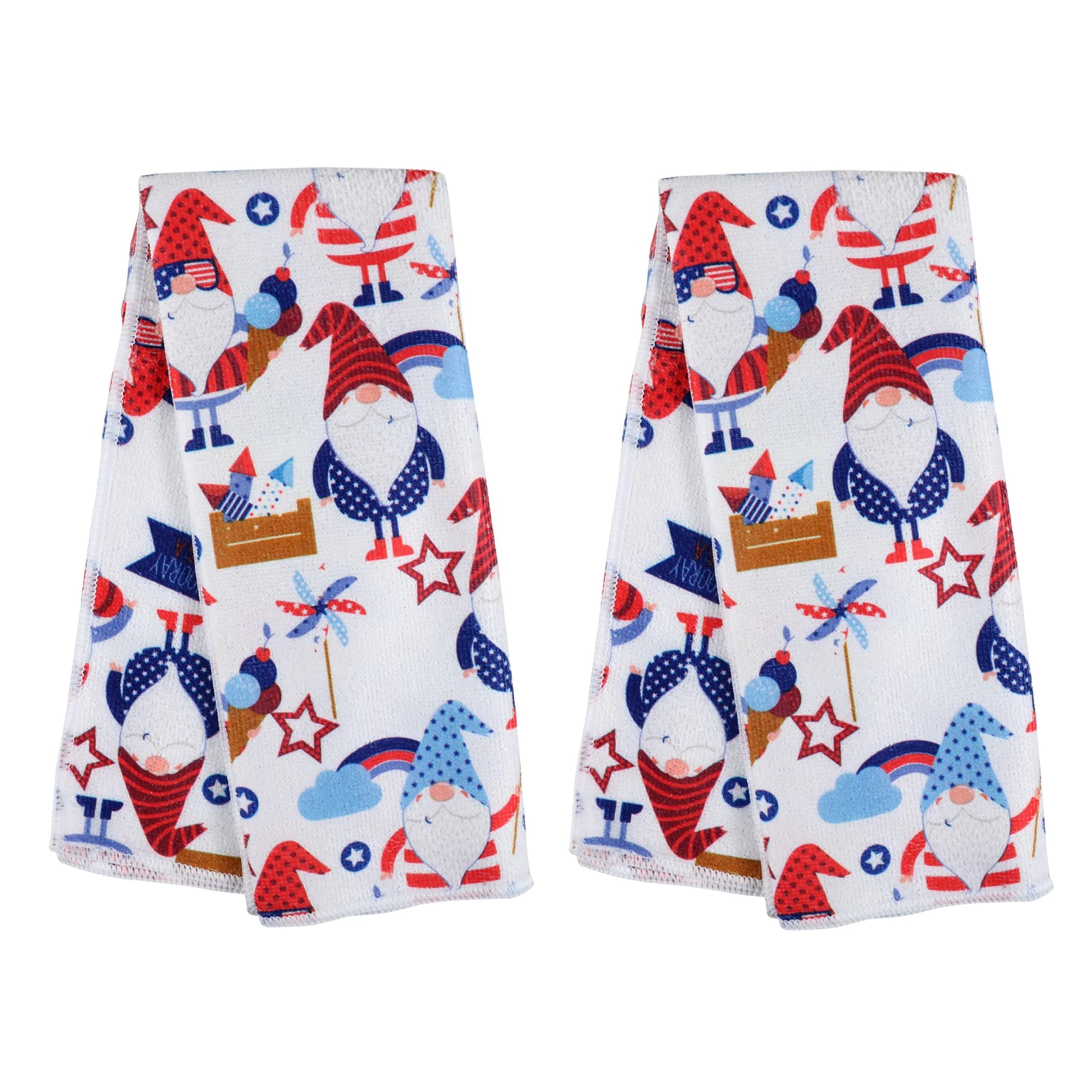 Hand Towel Set 2 Pack Decorate Your Kitchen Décor – Home Décor -Bath Towels Kitchen Linens (Red White and Blue Patriotic Gnomes)