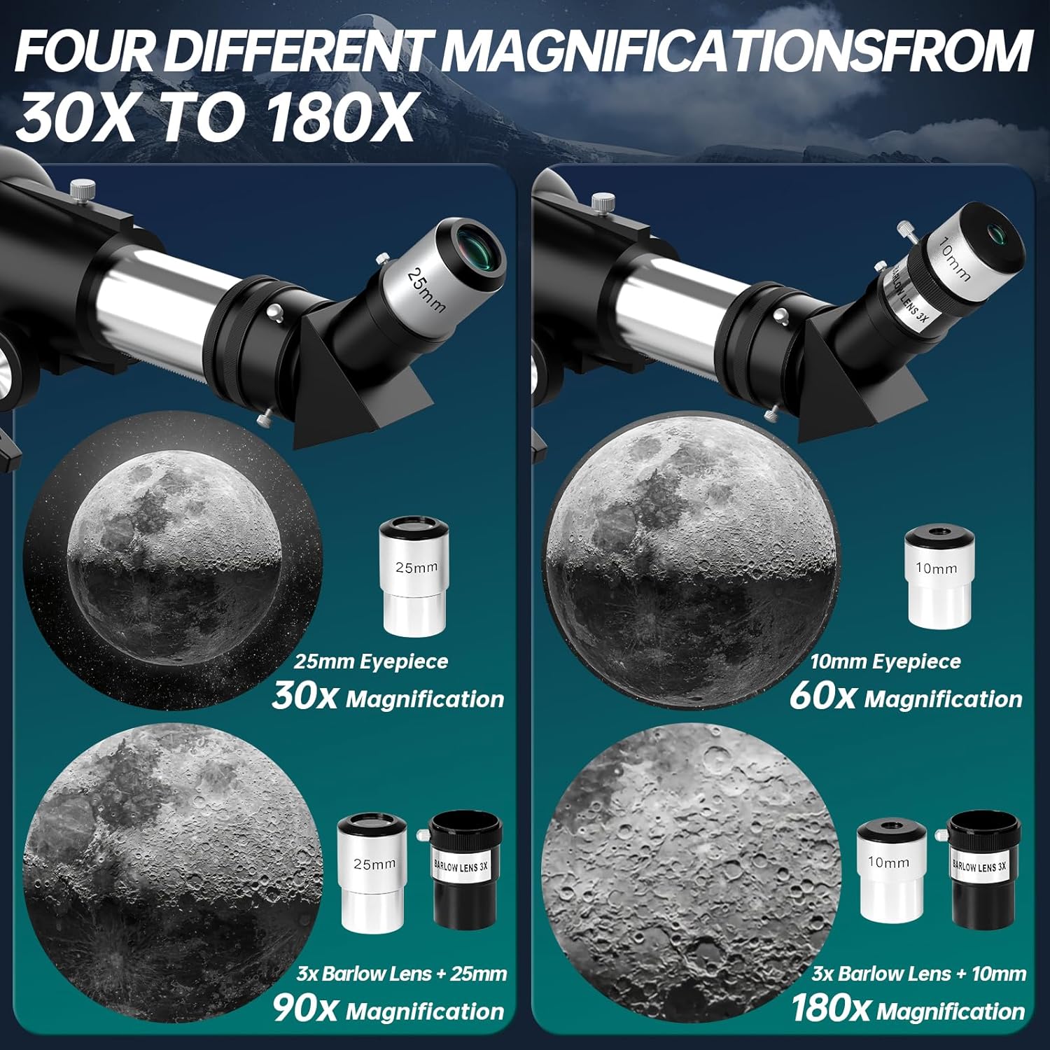 Aurosports Telescope for Adults High Powered - 90mm Aperture 600mm Refractor Telescopio for Kids & Beginners -Portable Travel Telescope with Phone Adapter Tripod Wireless Remote & Carry Bag