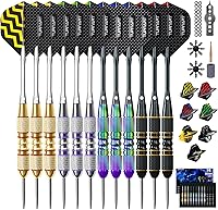 TURNART Steel Tip Darts Set - Professional 12pc Metal Darts 22/24g with Aluminum Shafts, Stylish Case & Extra Flights