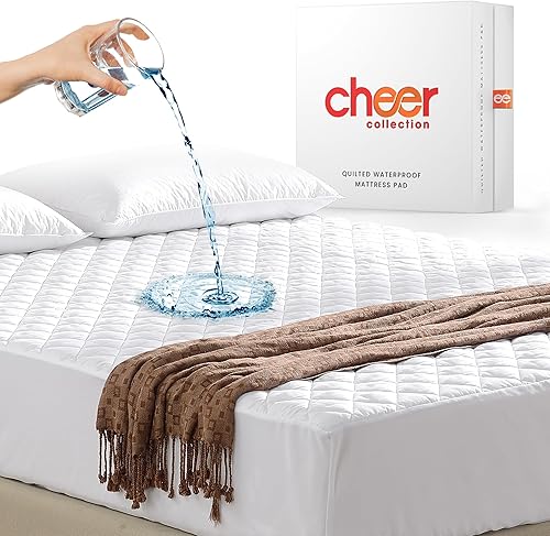 Cheer Collection Protector de colchón impermeable, cómodo protector de cama para incontinencia para adultos, niños y mascotas, tamaño matrimonial