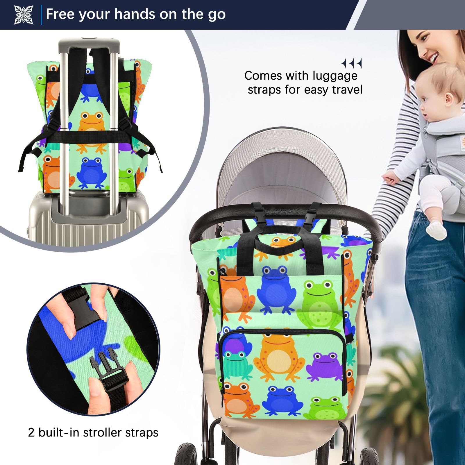 Bolsas de bebé para mamá, diseño de rana colorida