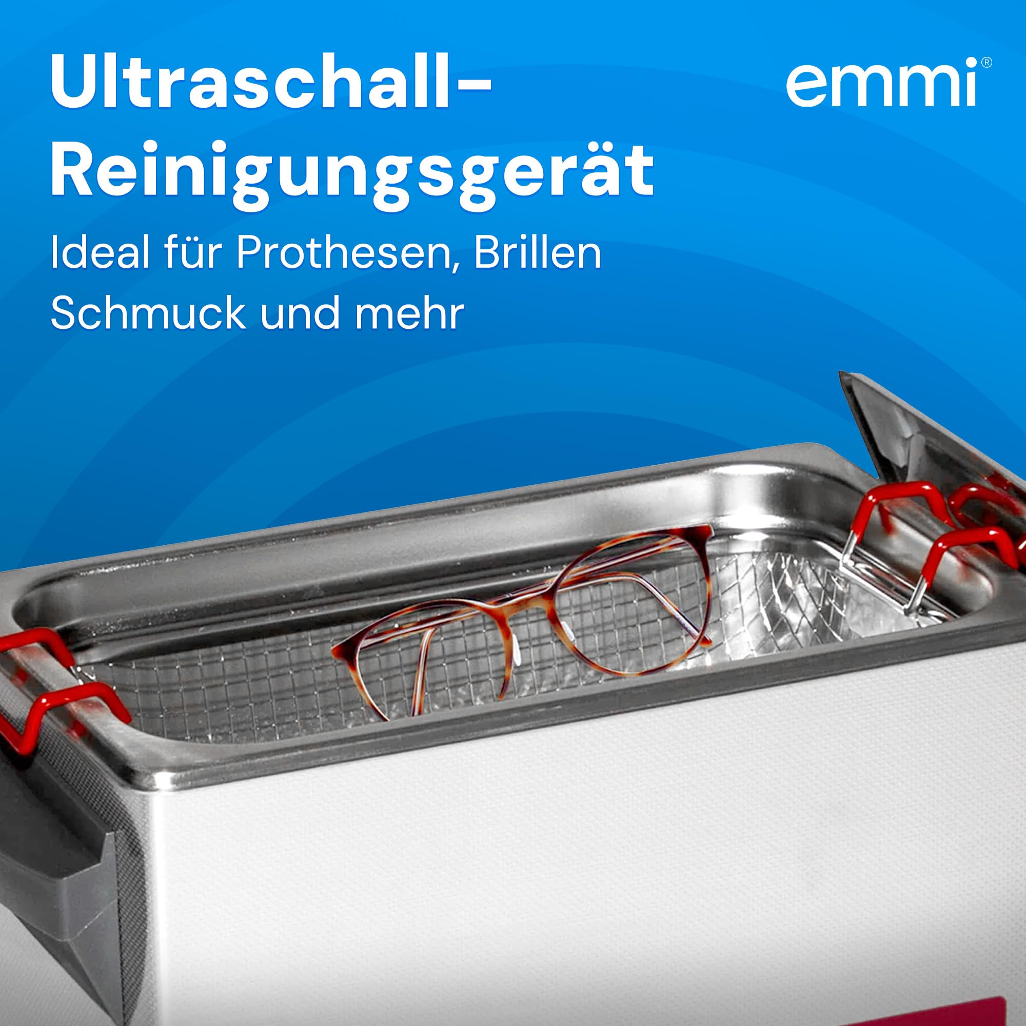 EMAG Ultraschallreiniger H22 – Edelstahlgerät 2,2L – 45kHz, Heizung & Timer – Profi Ultraschallgerät für Schmuck, Brillen, Zahnersatz, Labor, Dental, Werkstatt