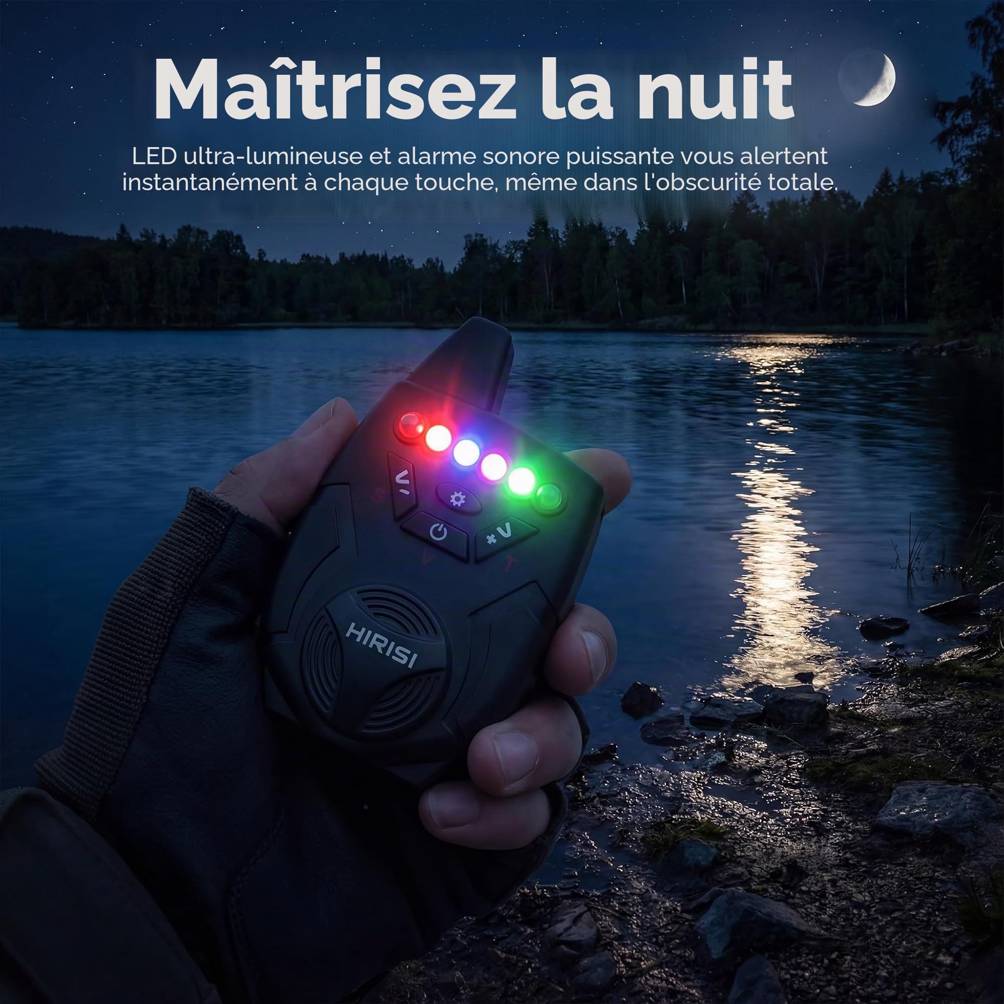 Hirisi Tackle Lot d'alarme de pêche à la carpe avec détecteur de touche sans fil 1 + 4
