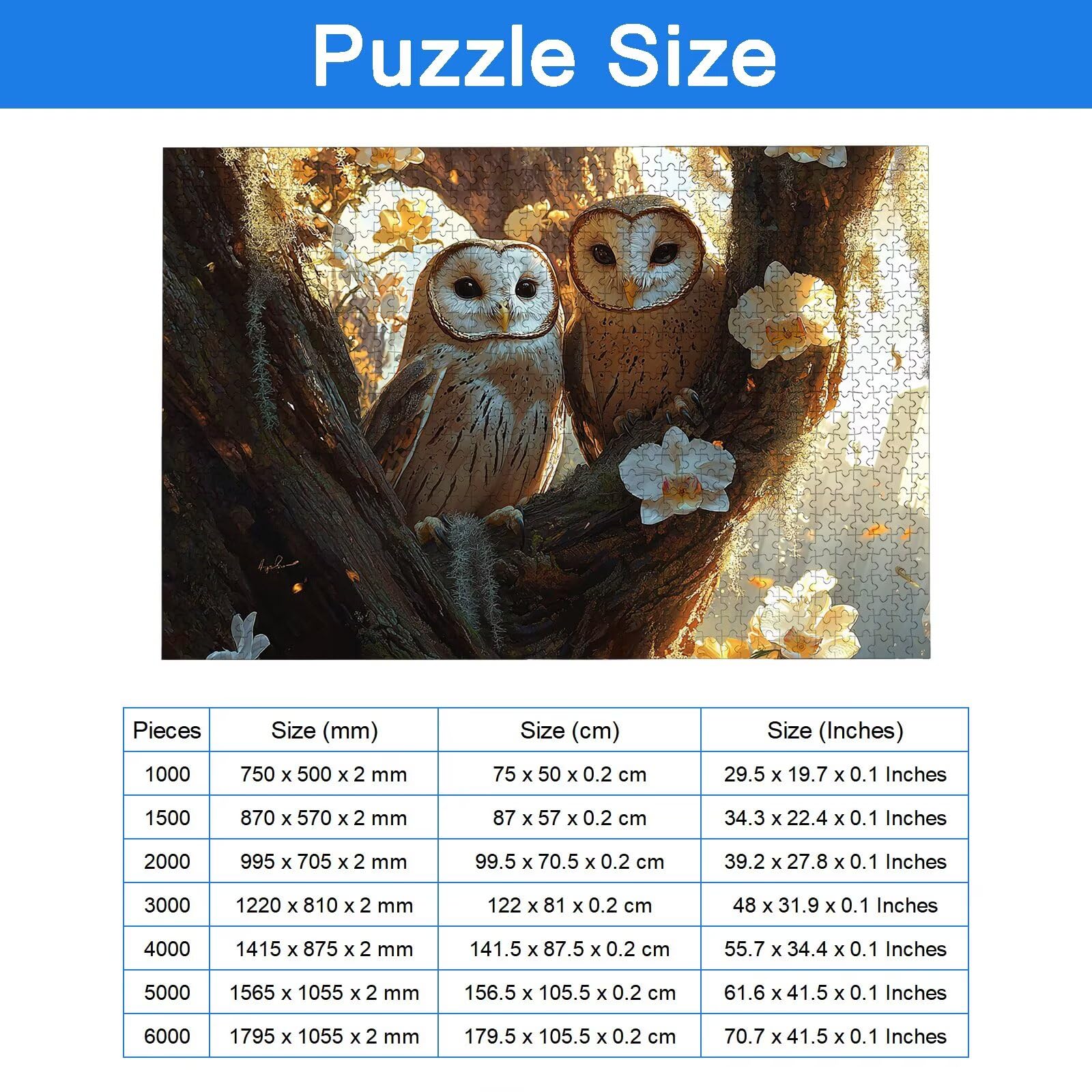Puzzle 6000 Pezzi Gufo, Puzzle Animale 6000 Pezzi Arte per Adulti e Bambini, Misura: 179.5x105.5 cm, Puzzles Legno per Adulti con Squisita Scatola di Imballaggio, Idea Regalo Donna, Regalo Uomo, -7235