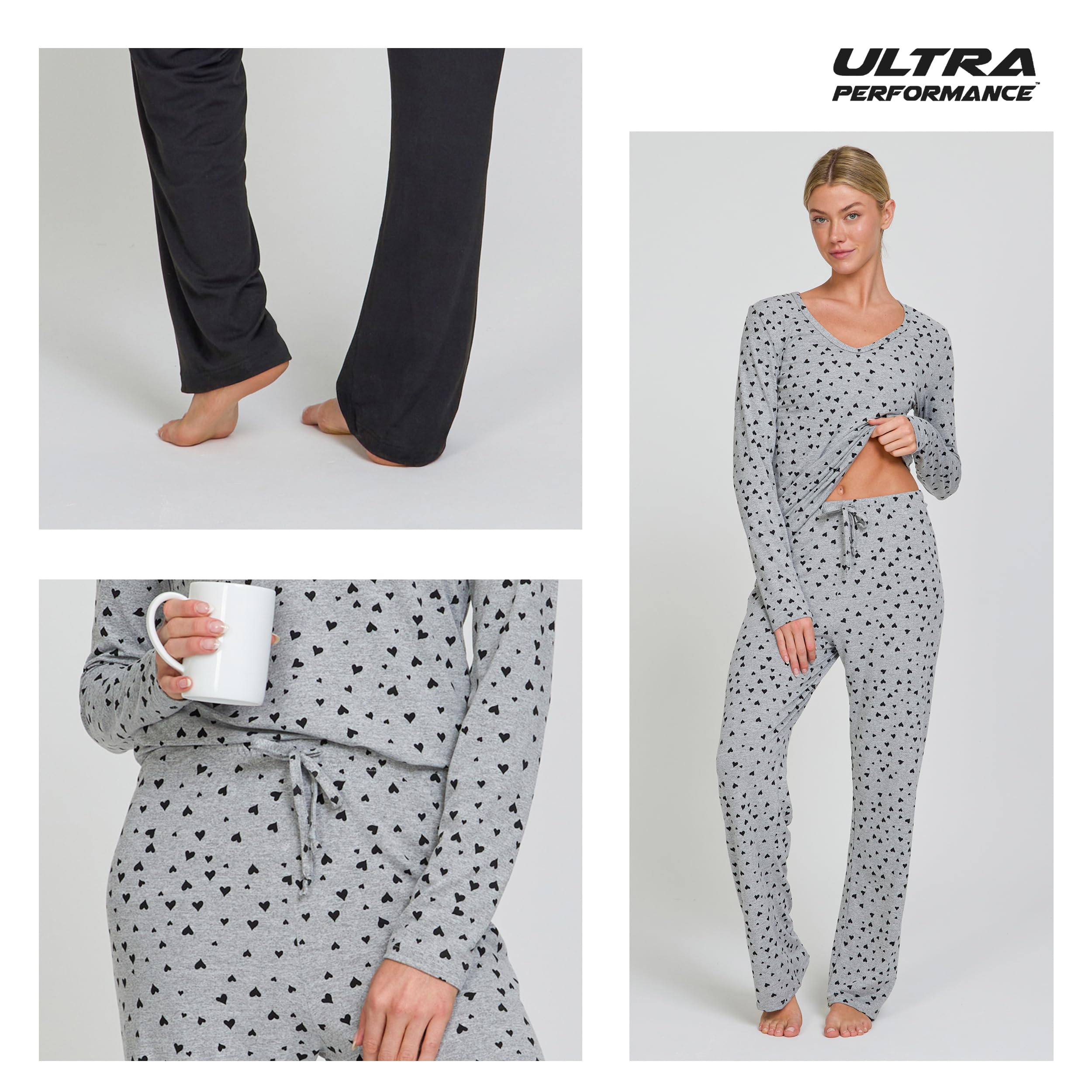 Ultra Performance 2 Pack Womens PJ Pajama Sets PJ’s Pajamas Pants Set's Ladies Soft Lounge Pjs Pajama’s For Women Set