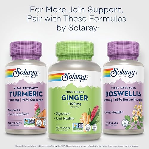 Miniatura 7 de Solaray Extracto de raíz de cúrcuma de 300 mg soporte para la salud articular y cardíaca extracto de potencia garantizada 120 CT