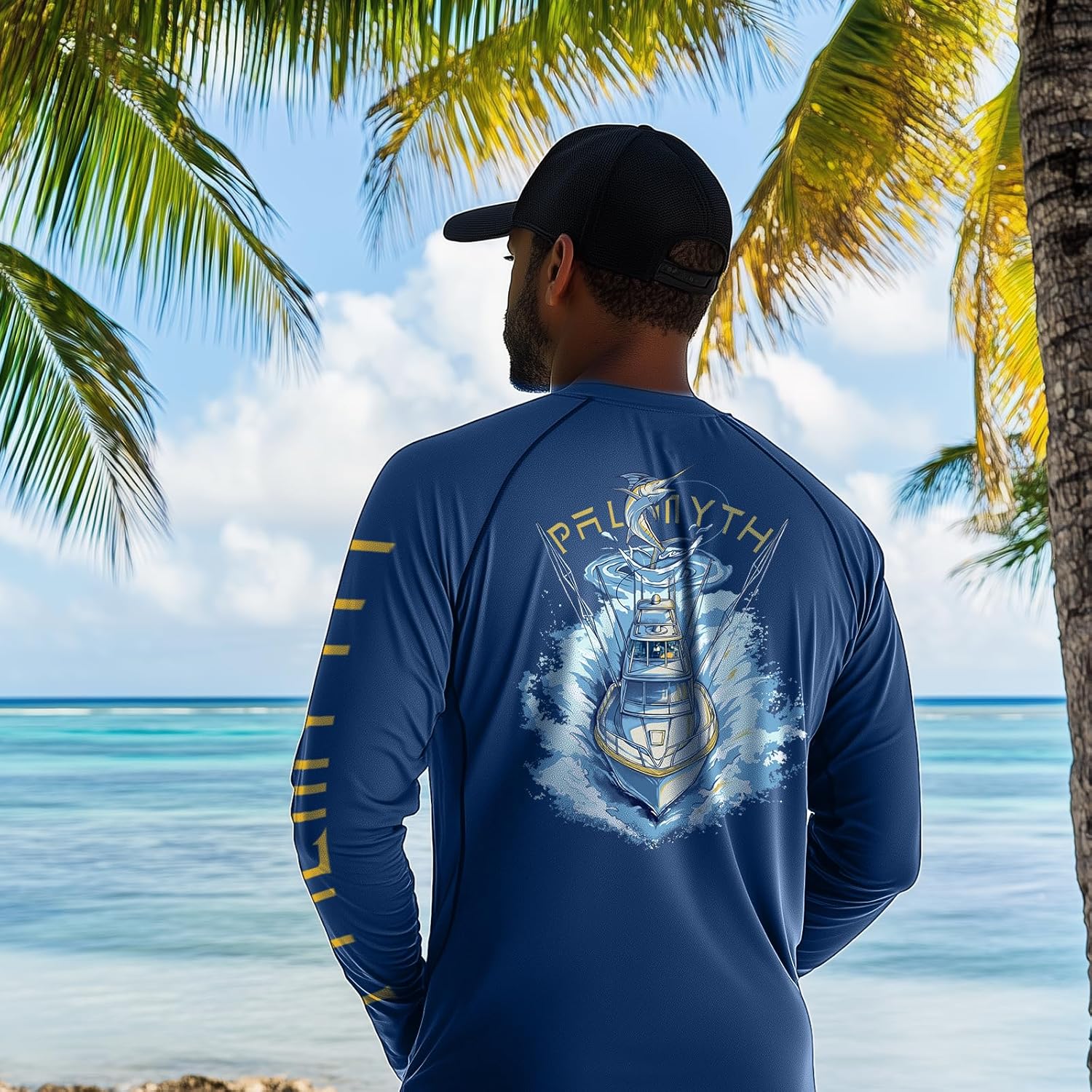 Palmyth Mens Fishing Shirts Sun Protection T-Shirts UV UPF 50+ Long Sleeve Rash Guard Tee - Image 3