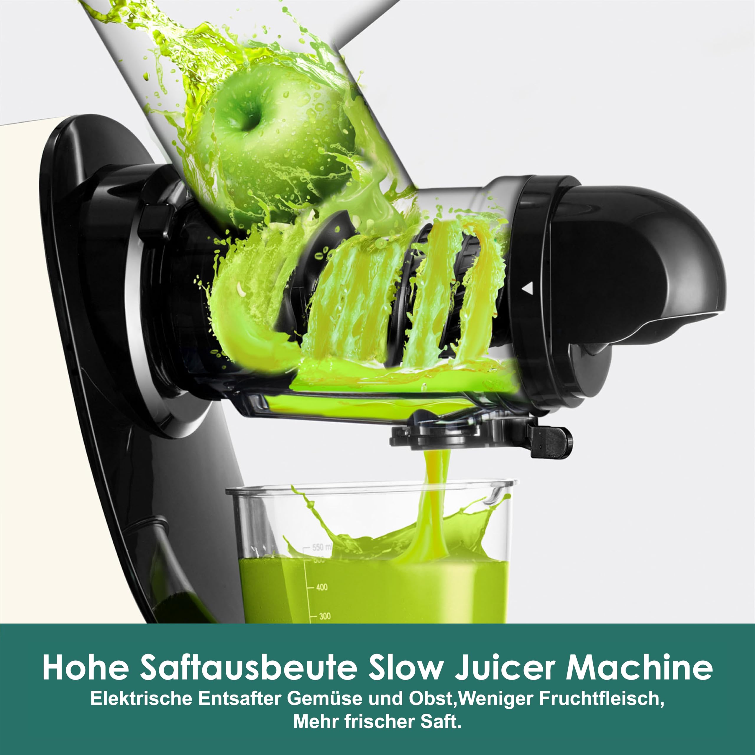 Fretta Slow Juicer Entsafter Gemüse und Obst Saftmaschine, 200W Saftpresse Elektrisch Obstpresse Sellerie Juice Machine, 76mm XL Einfüllschacht, BPA-Frei, Leicht zu reinigen White