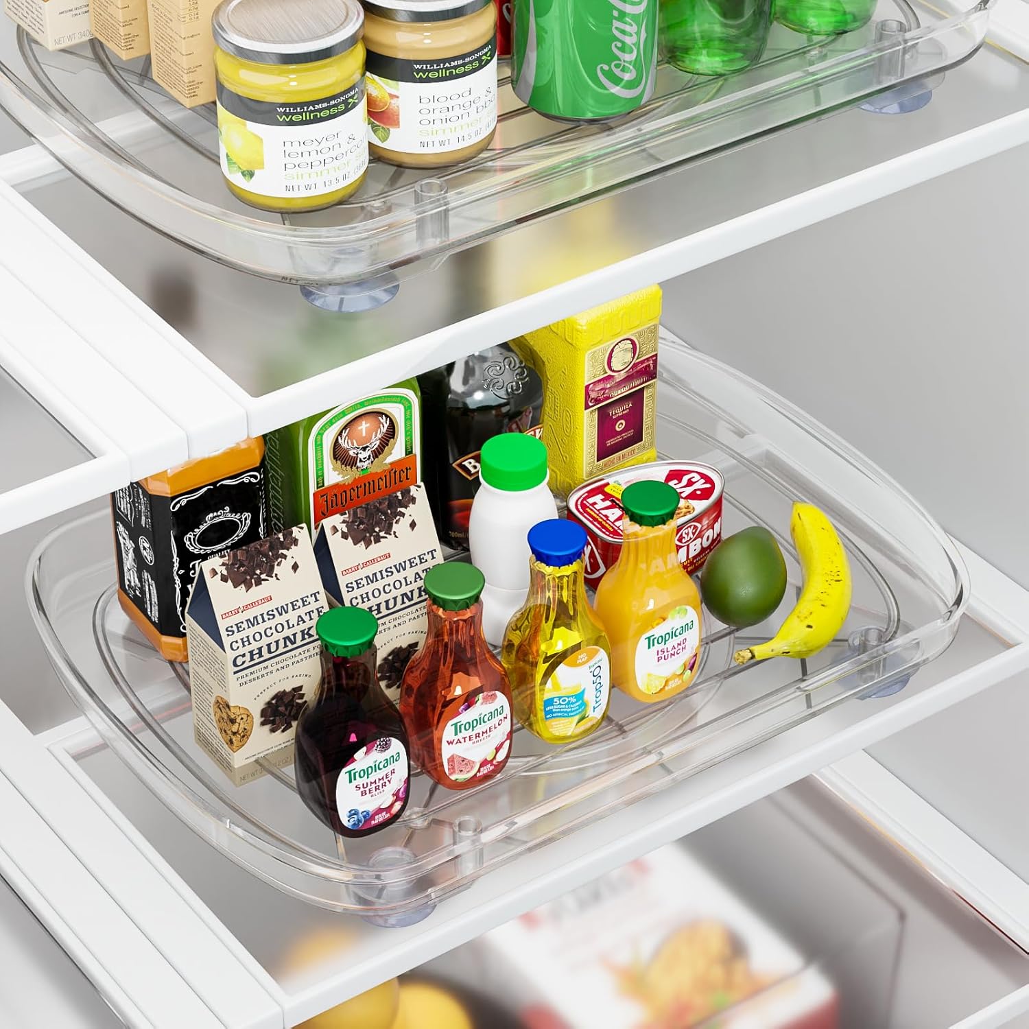 HIYOHIYO Clear Lazy Susan Organizer for Refrigerator Rectangular Fridge Turntable Organizers and Storage Pull Out & 360°Rotating for Cabinet, Pantry, Kitchen, Table, Bathroom (1-Pack 13.7"x10.2") - Image 6