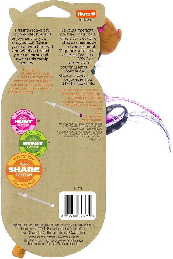 Hartz Just For Cats Twirl and Whirl Interactive Cat Toy Wand, All Breed Sizes