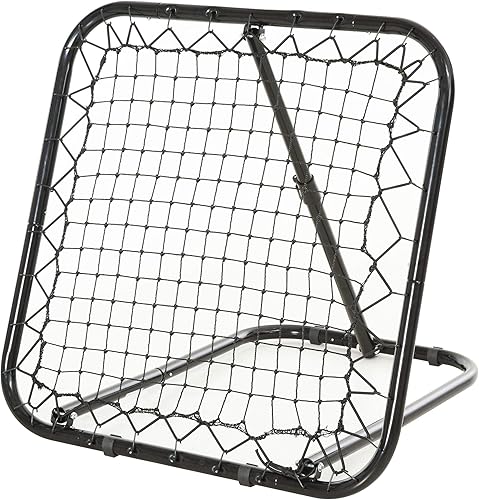 Soozier Red de rebote de fútbol, 3 x 3 pies, red de portería de entrenamiento portátil ajustable en ángulo con diseño plegable rápido, tubo de metal