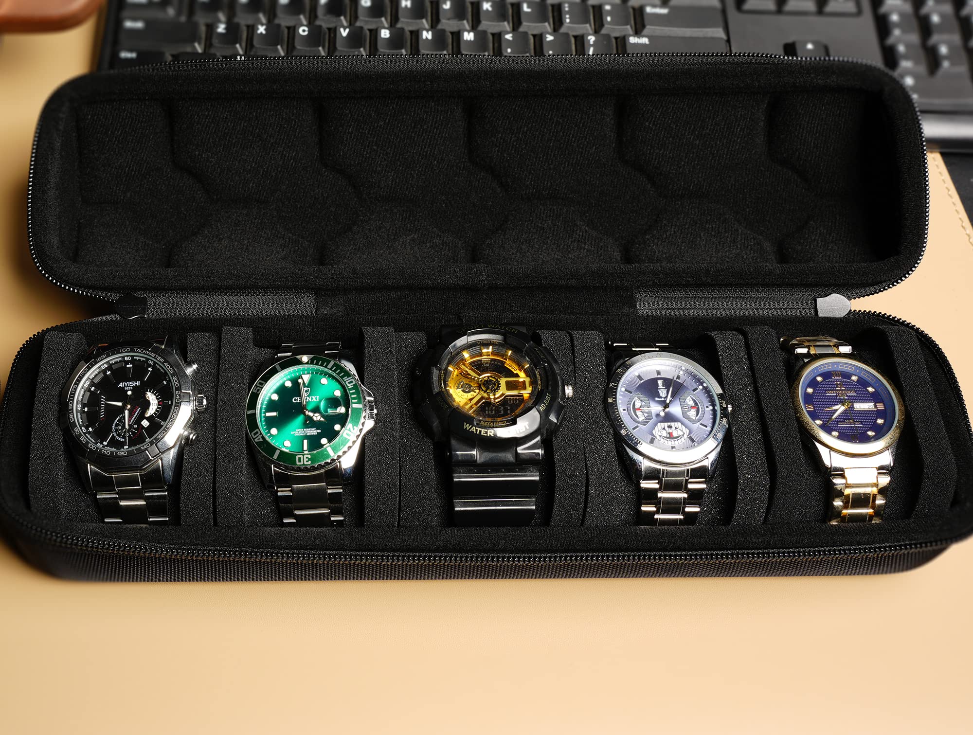 Étui Rigide Voyage Pour Montres AUKURA - 8 Emplacements Velours | Protection Chocs, Rangement Organisé