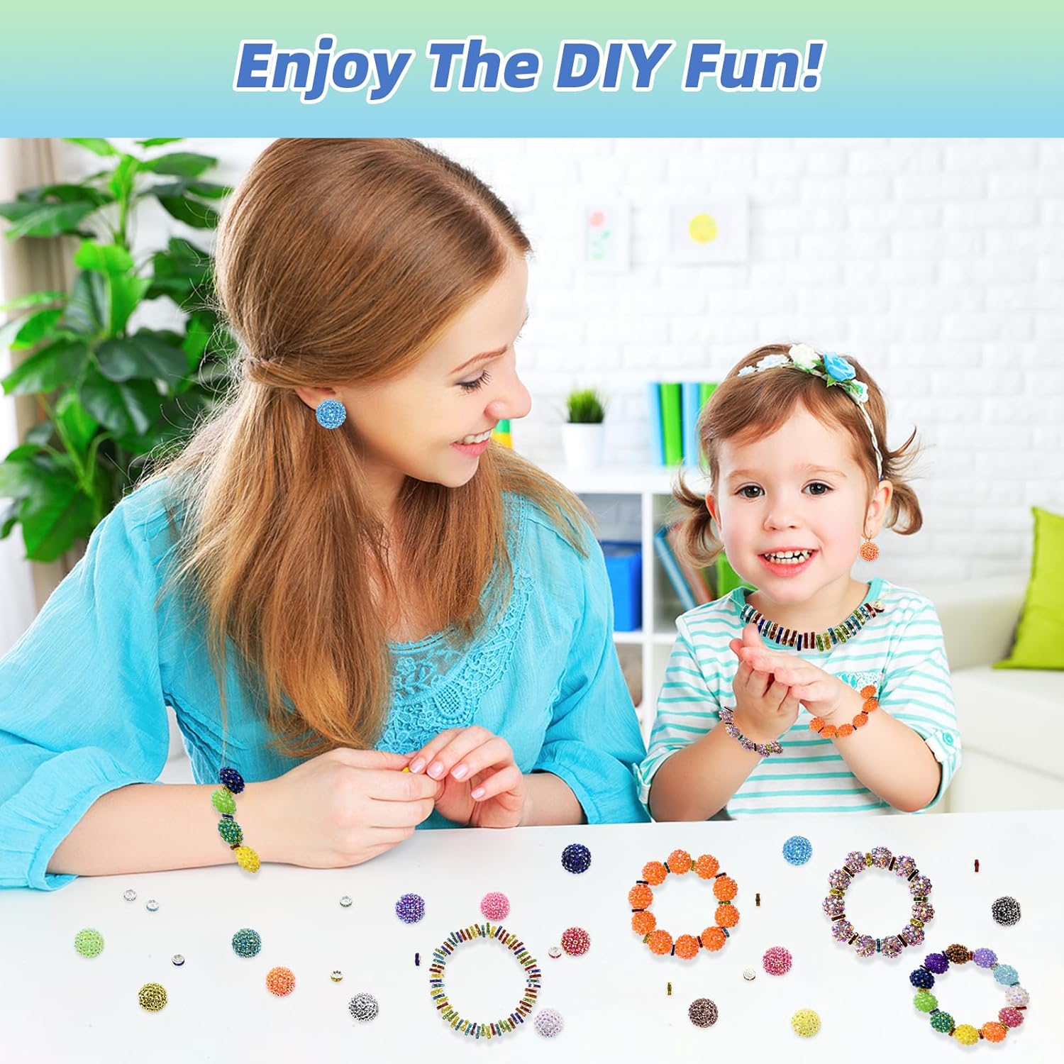 20mm Beads for Pens - 20 Pcs Rhinestone Beads and 220 Pcs Spacer Bead for Beadable Pens - Glitter Acrylic Bubblegum Round Bling Focal Bead for Bracelets - Beaded Pen Supplies (Colorful) - Image 4