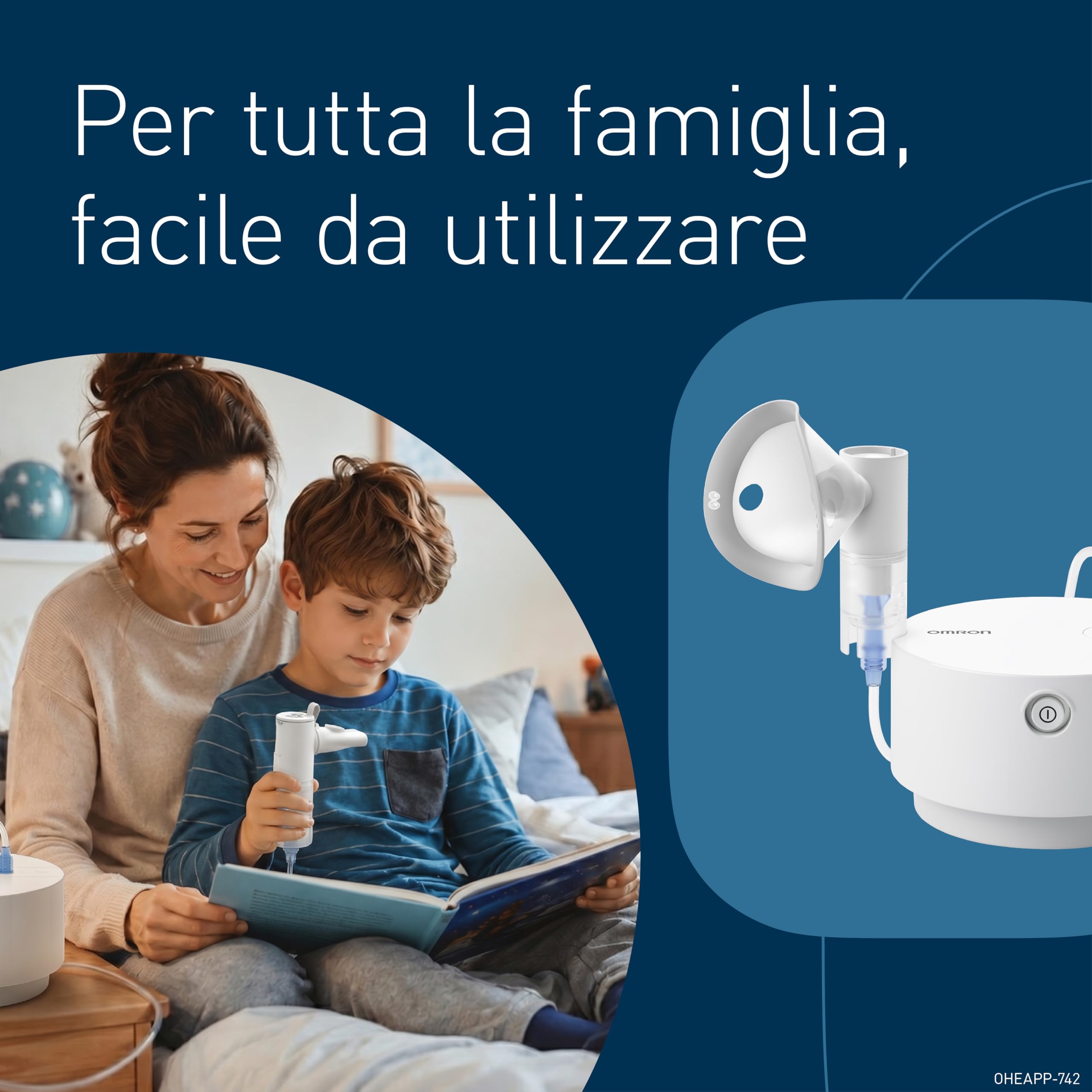 OMRON Aerosol versatile X105 Advanced per Tutta la Famiglia, Nebulizzatore a Compressore per un Trattamento Efficiente e Potente, Macchina aerosol adulti con Set di Accessori incluso