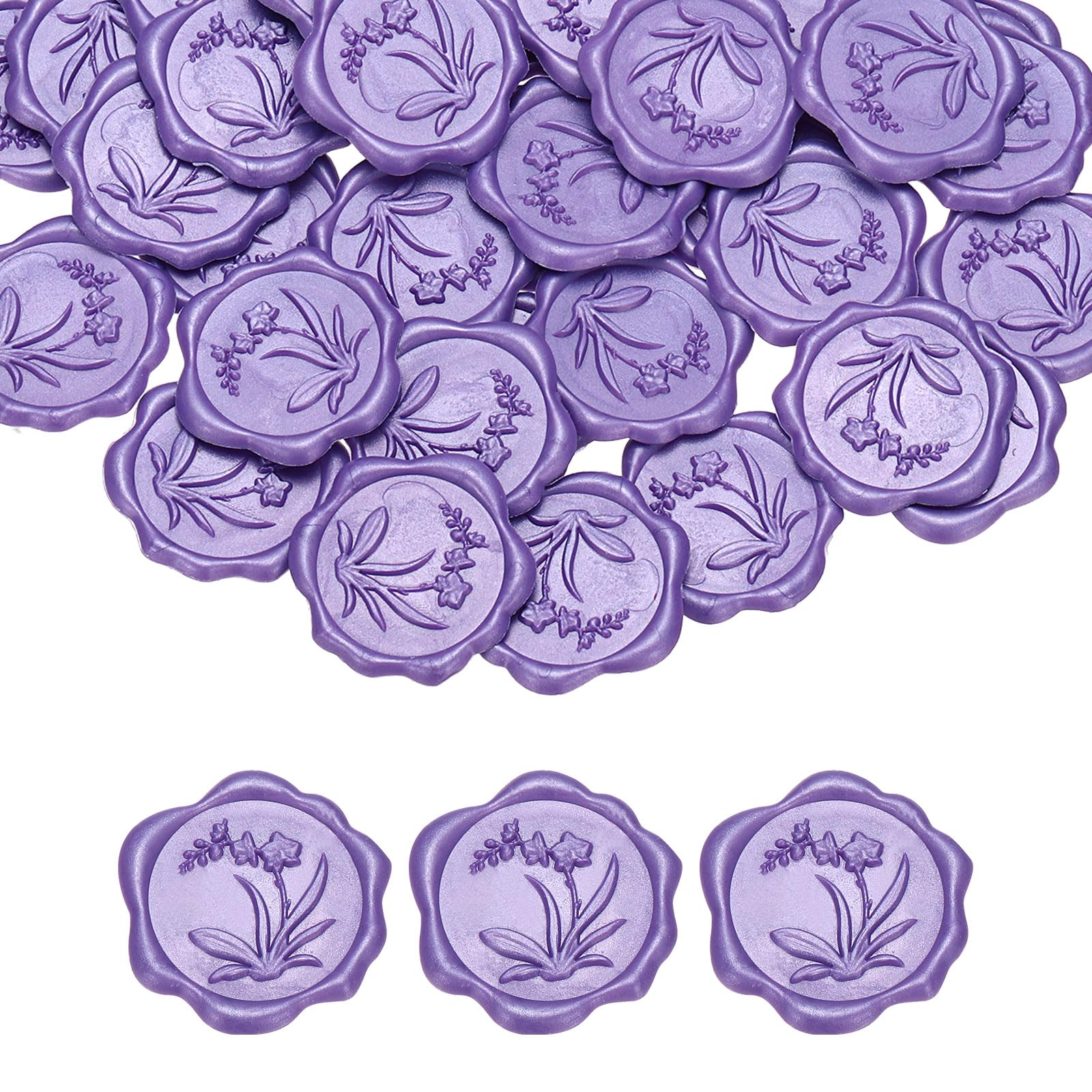 PATIKIL Wax Seal Stickers, 100 Pcs Envelope Seal Stickers, Self-Adhesive Wax Stamp Wedding Invitation Accessories for Wedding Party Birthday Gift Wrapping Anniversary, Light Purple