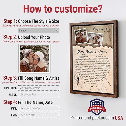 Vista 107 de H-DEWALL Letras de canciones personalizadas con marco, arte de pared musical personalizado para él, decoración sentimental y regalo inspirador