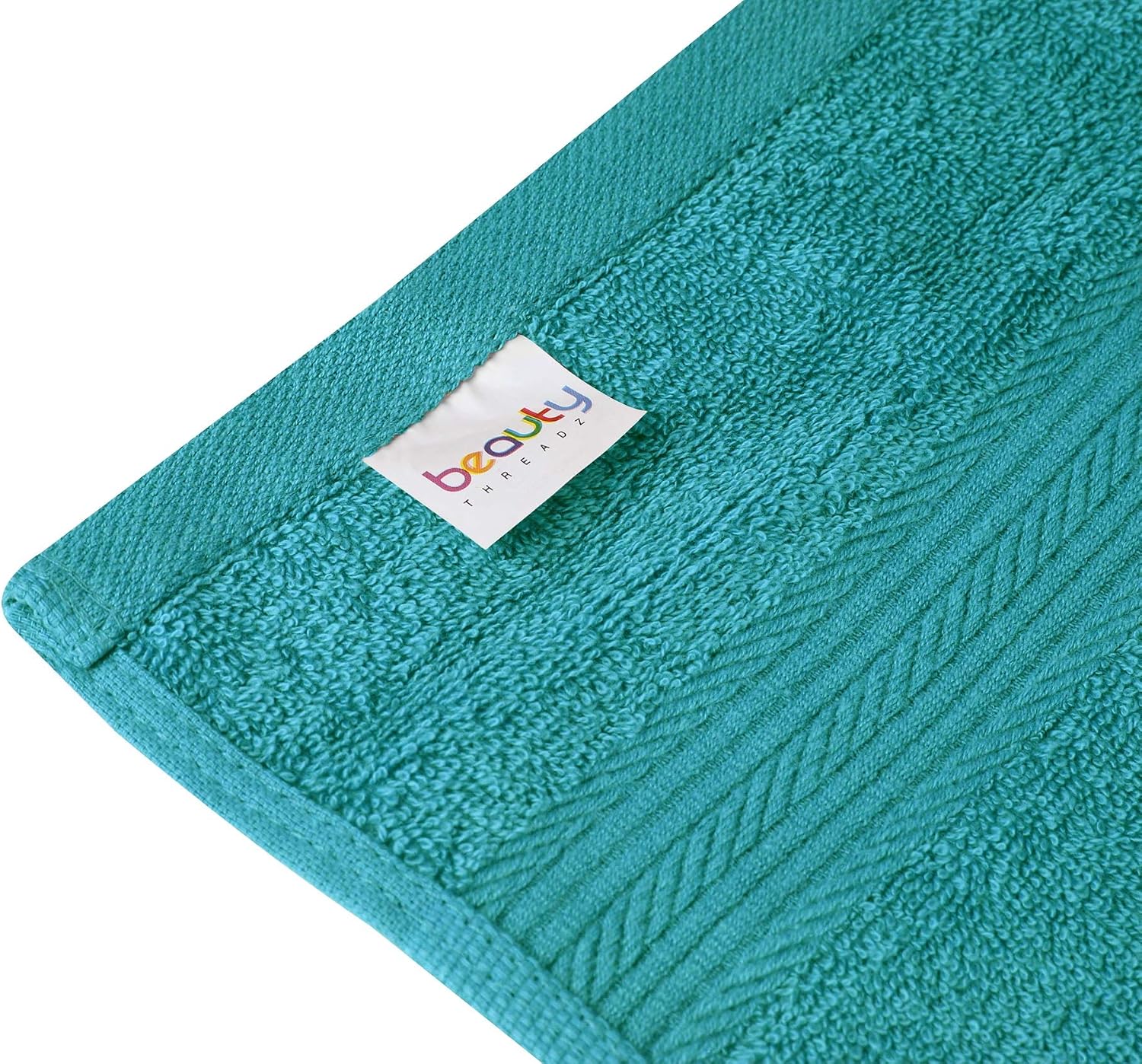Beauty Threadz - 8 Piece Towel Set 2 Bath Towels, 2 Hand Towels, & 4 Washcloths 100% Ring Spun Cotton Towel Highly Absorbent, Ultra Soft & Fluffy Pack of 8 Bathroom Towel Set 500 GSM (Teal)