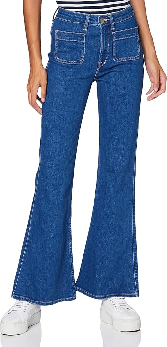 Lee Bolsillo de Parches Vaqueros Flared para Mujer: Amazon.es: Ropa
