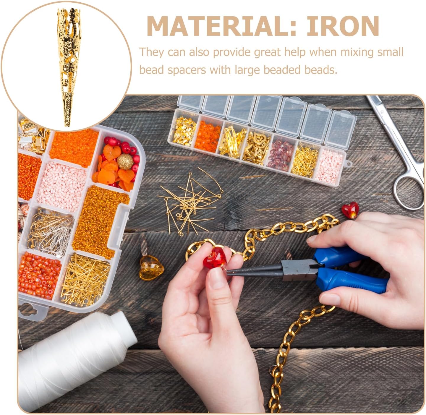 ARTIBETTER Long Trumpet Flower Holder 5-Petal Filigree Bead Caps Metal Cone End Caps for Jewelry Making DIY Crafting 100 Pieces 1.61X0.31X0.31 Inch