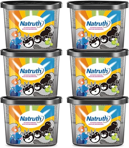 NATRUTH Absorbentes de humedad con carbón activado, 27.1 fl oz (paquete de 6) deshumidificador portátil de armario de 12.5 onzas, cubo absorbente de