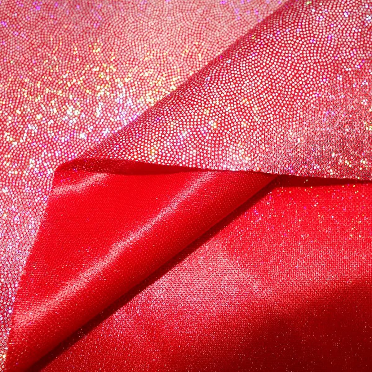 Glitzernder Dekostoff, 600 x 150 cm, Polyesterstoff für Hochzeitsfeiern, Hintergrundkleidung, Basteln, Kunsthandwerk Craft, Rot