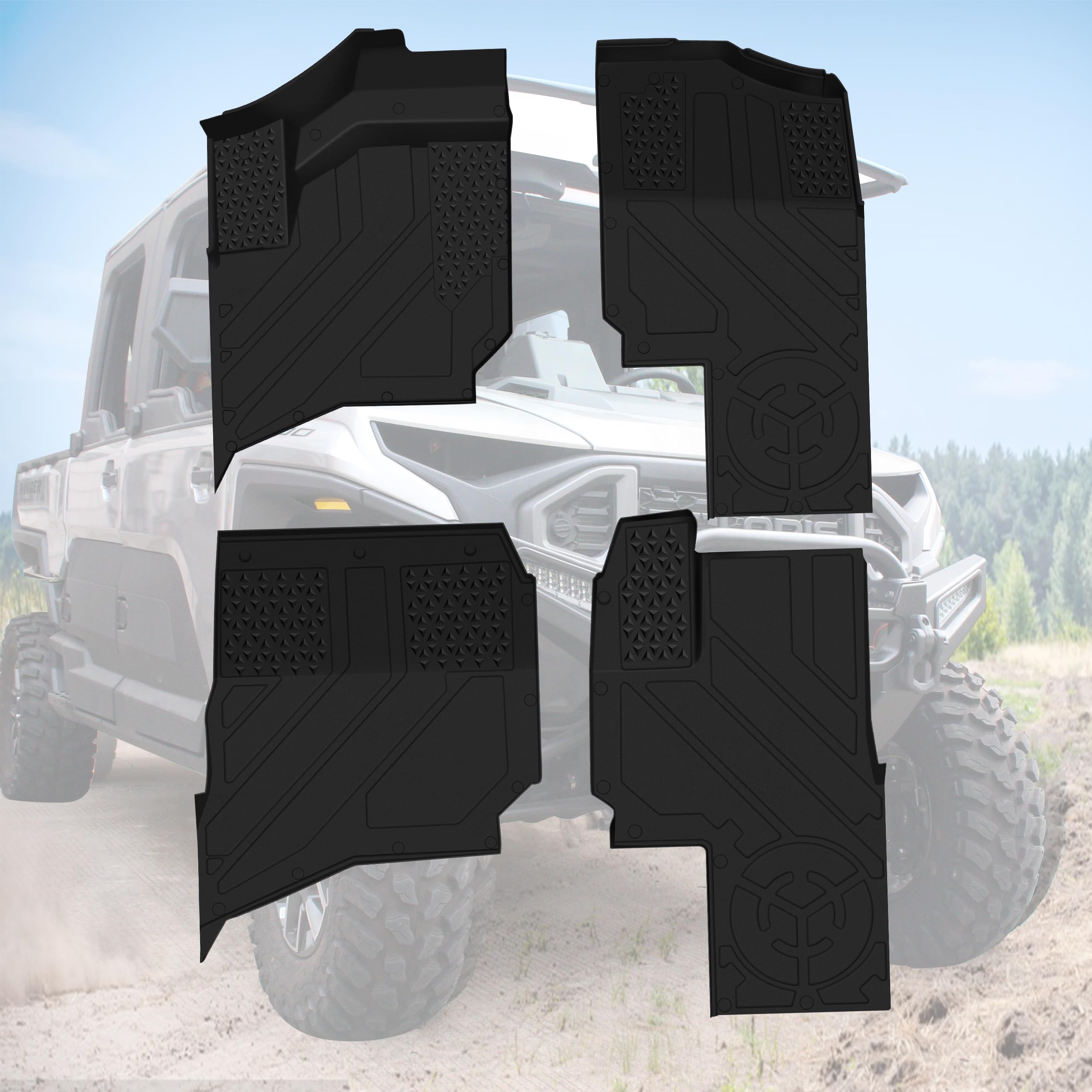 Floor Mats for Ranger XD 1500 Crew 2024+,TPE Front & Rear Row Floor Liners Compatible with Polaris Ranger XD 1500 Crew 2024+ Accessories All Weather Protection Slush Mats (4PCS)