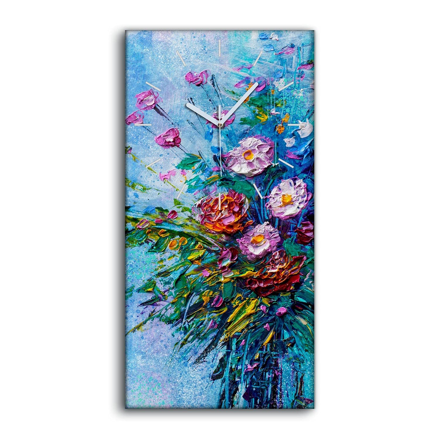 Horloge sur Toile Fleur Salon et Chambre Décoration Murale Moderne Coloray