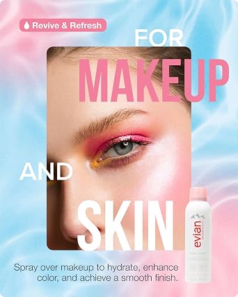 Evian Facial Spray 1.7 oz - Hydrating Mineral Water Mist for Face & Skin - Refreshes Makeup and Tones Skin - TSA-Approved Mini Facial Spray Set for Daily Skincare Hydration