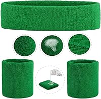 Vista 126 de ONUPGO - Conjunto de diadema y muñequeras deportivas para el sudor, hechas de algodón con bucles, muñequeras, contra humedad Rojo/Blanco/Azul