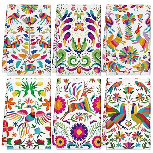 Breling Set of 6 Mexican Kitchen Towels Dia De Los