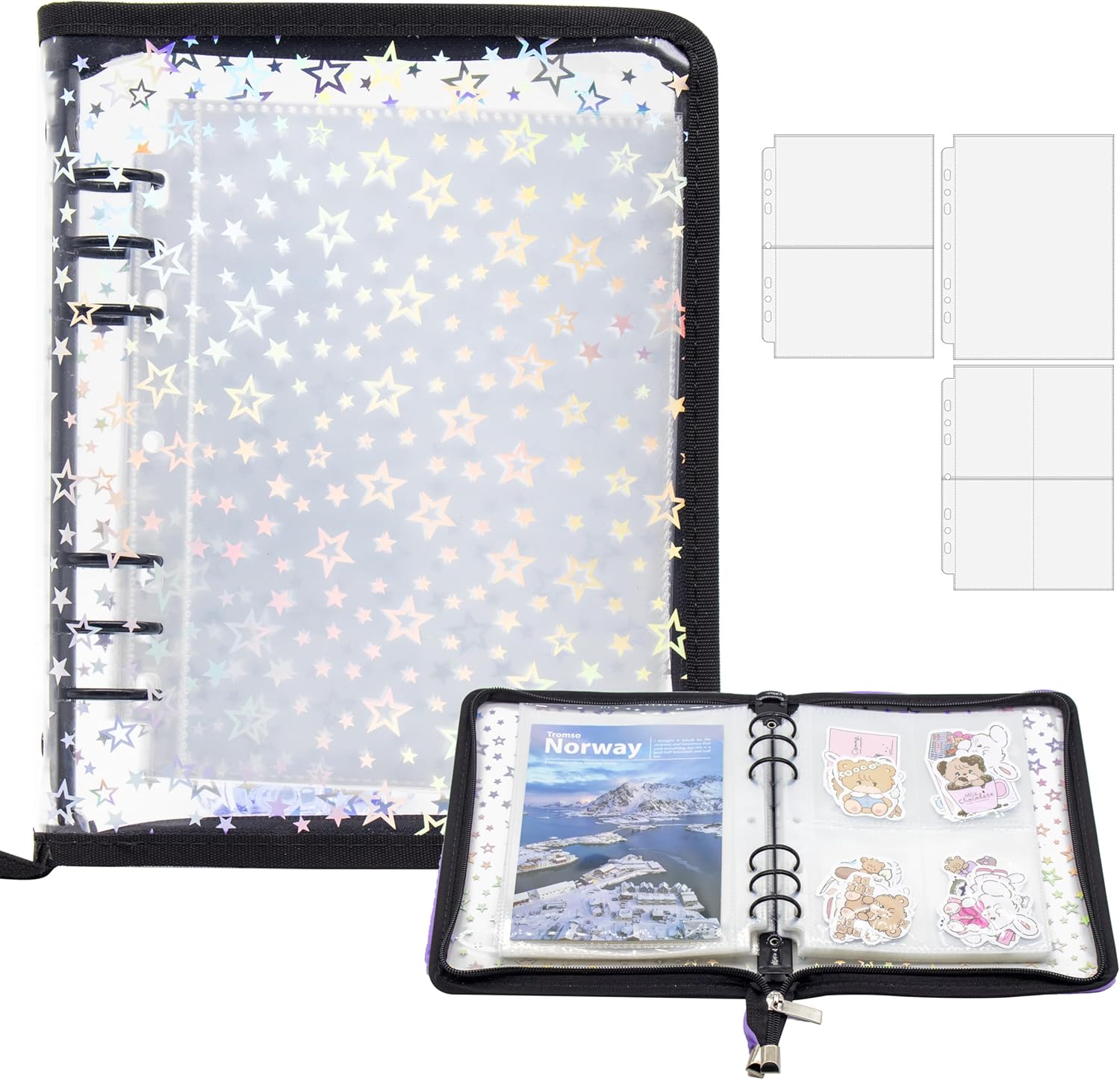 A5 Sticker Storage Binder with Zipper Closure, Reusable Sticker ...
