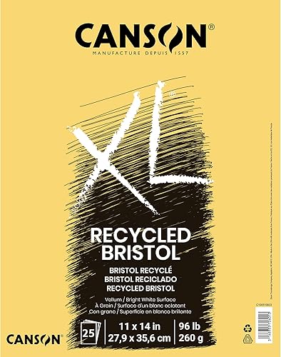 Canson XL Series - Almohadilla de Bristol reciclada, 11 x 14 pulgadas, cubierta plegable, 25 hojas (100510933)