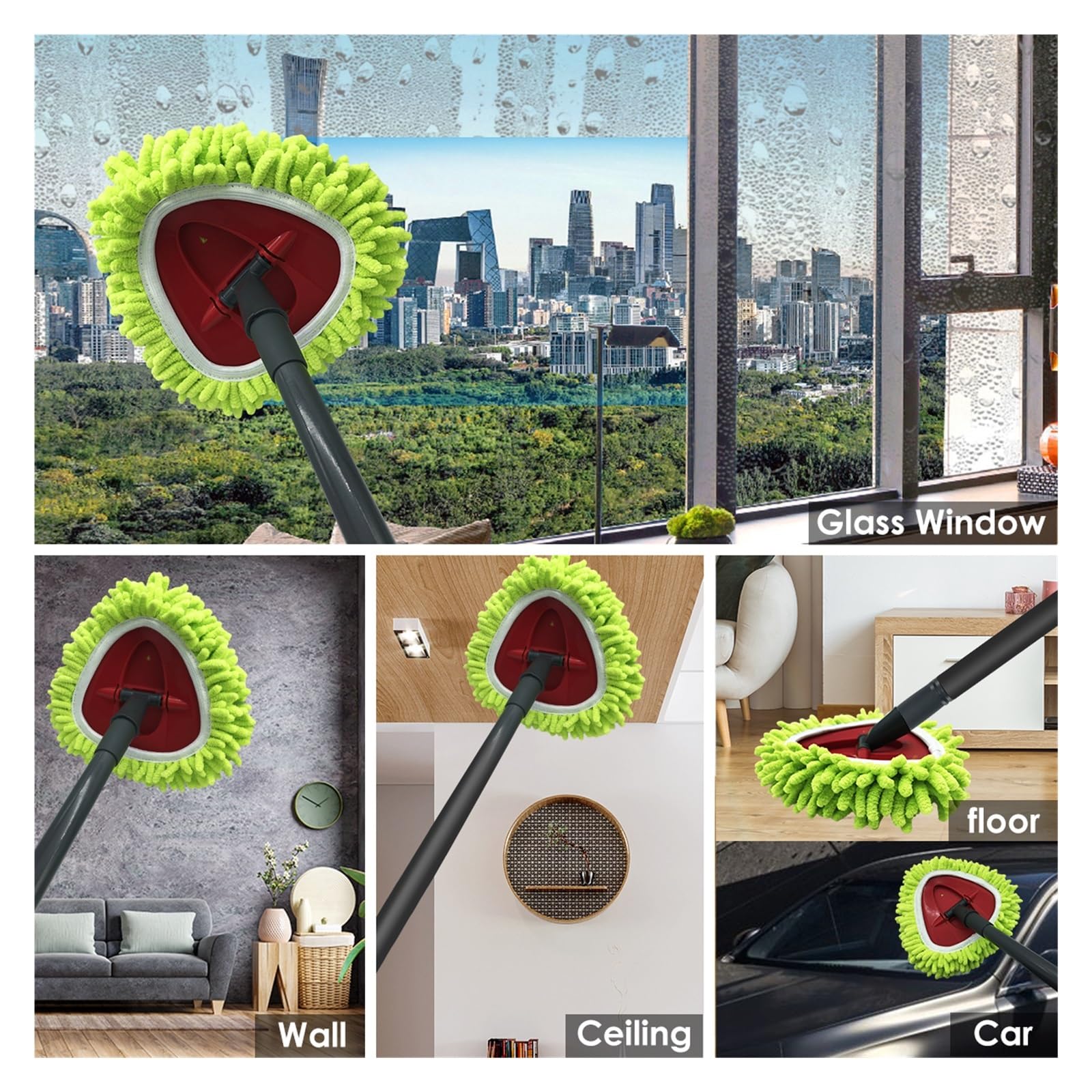 2 Cabezales de Chenilla compatibles con Repuesto Cabezal Microfibra fácil Limpieza for Recambio(White)