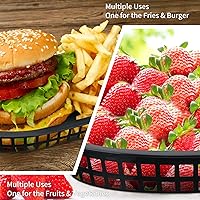 Vista 5 de 60 cestas de comida rápida para servir 10.5 x 7 pulgadas, cesta de plástico ovalada retro, bandeja de servicio de alimentos para restaurante, chips